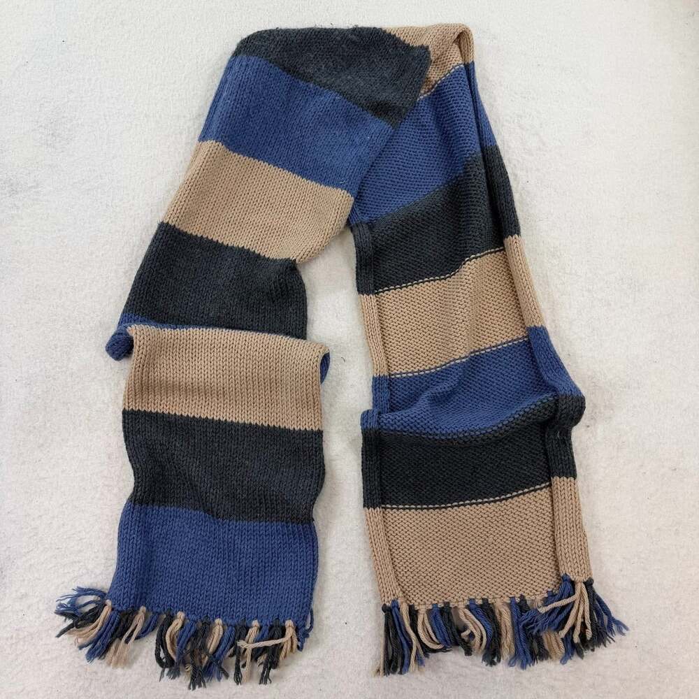 GAP 2000s Y2K Wool Rectangle Striped Knit Cozy Preppy Scarf